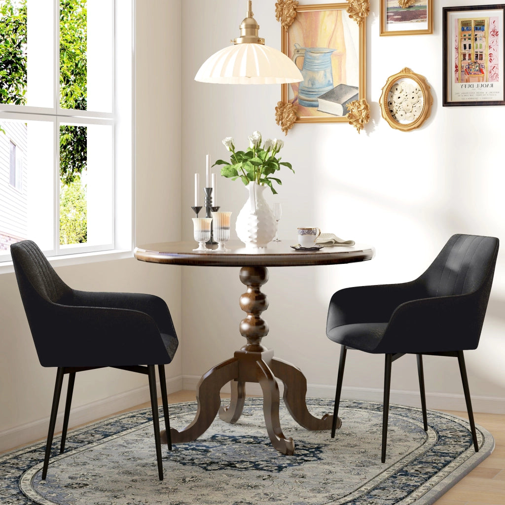 Sedia da Pranzo Design Scandinavo ¨C Minimal ¨C Nero, Metallico, Set 2 Pezzi