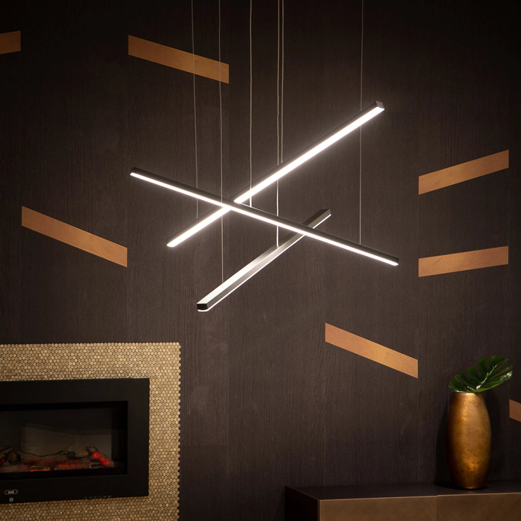 Lampada a sospensione LED Trio 36W 3 barre nere Maxlight