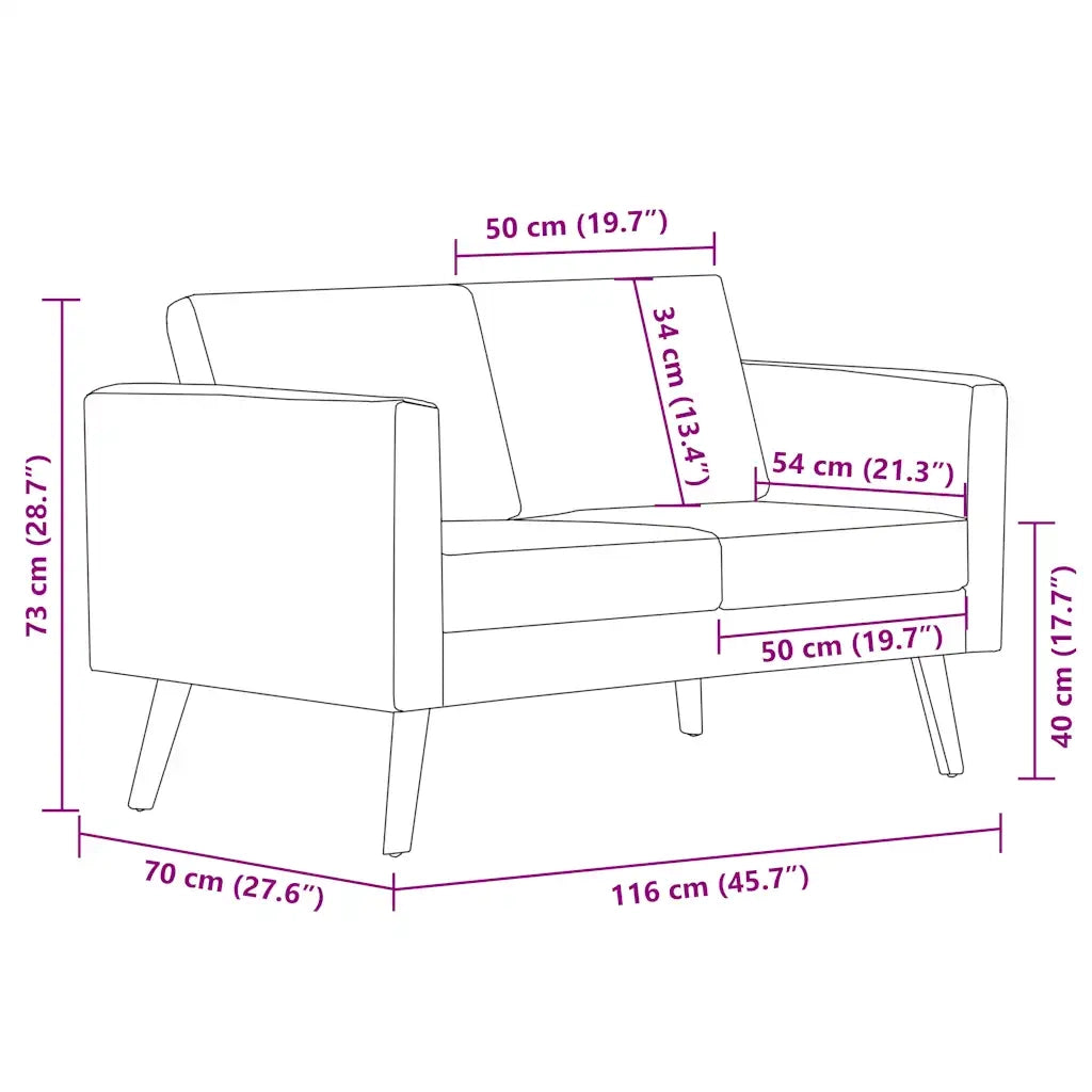 Divano a 2 Posti-Sofa 2 Posti in Tessuto Crema