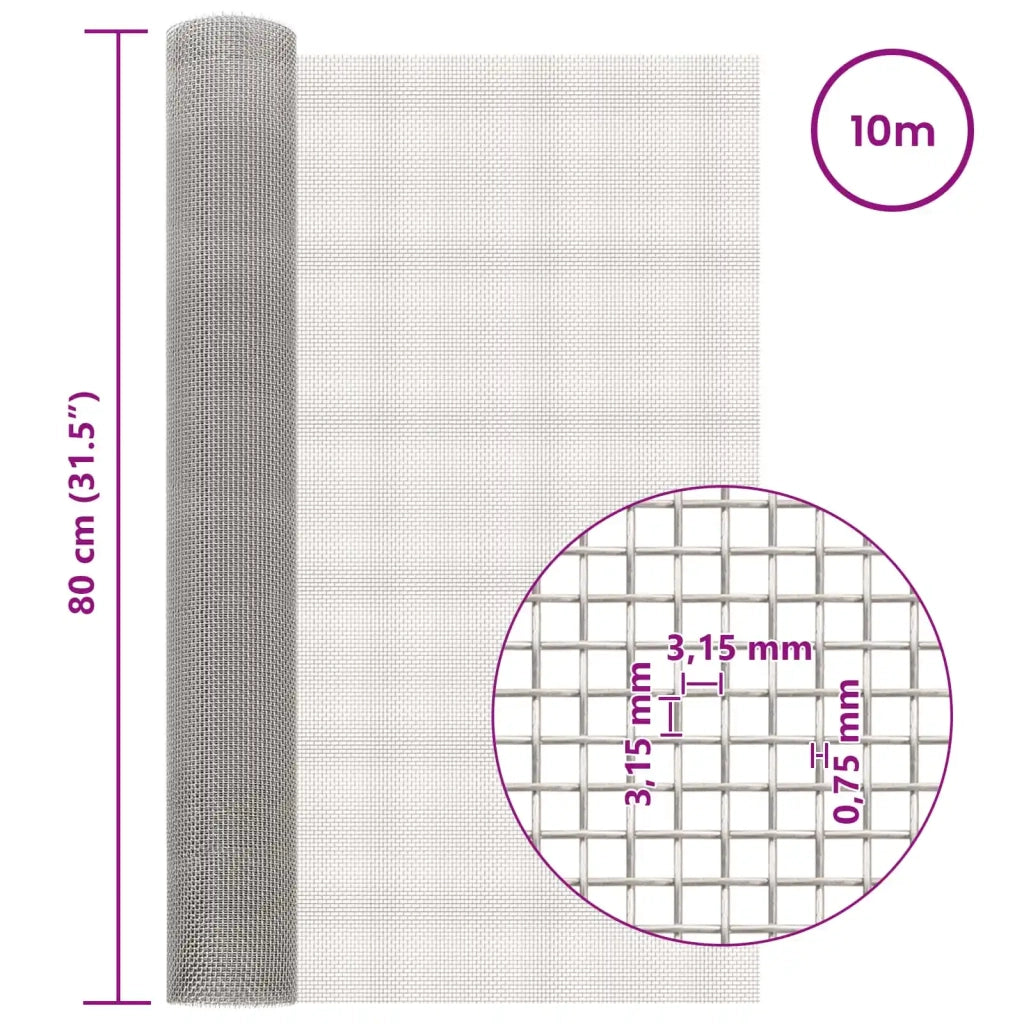 Rete per schermatura 80 x 1000 cm 6 Mesh Argento 42039655