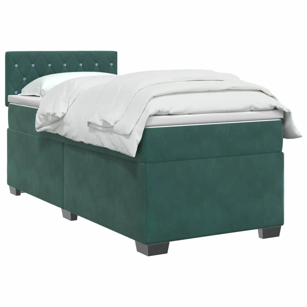 Letto box spring con materasso Verde Scuro 100 x 200 cm Velluto 3450653