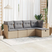 Set Divano da Giardino 5 pz con Cuscini Beige in Polyrattan 3325265