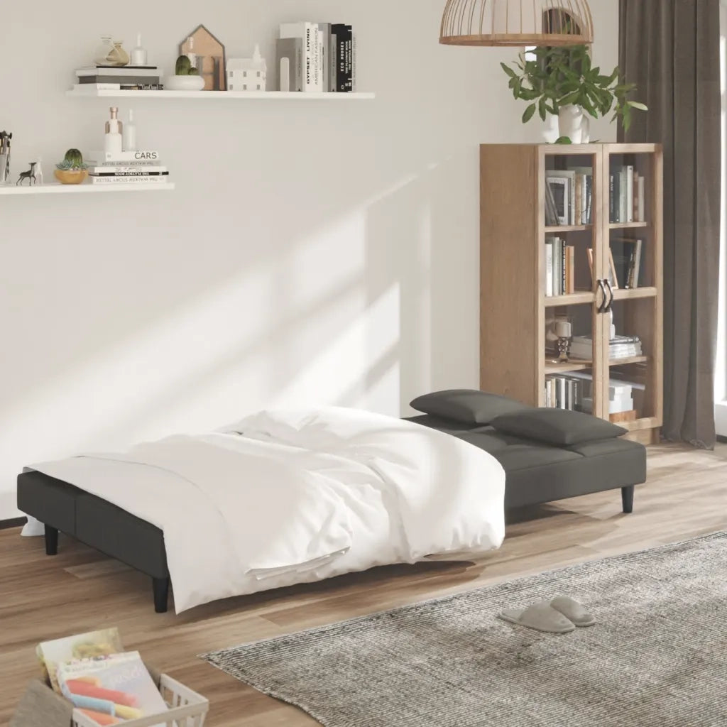 Divano Letto a 2 Posti con 2 Cuscini-Sofa Letto 2 Posti-Daybed Grigio Scuro in Velluto 644678