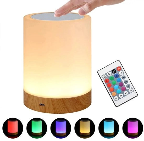 Lampada da Notte USB con Controllo a Distanza - 13 Colori RGB - Lampada da Soggiorno - Illuminazione LED - Lampada da Notte - Lampada da Letto per Bambini, Ragazzi e Adulti - Regolabile - Controllo a Tasto
