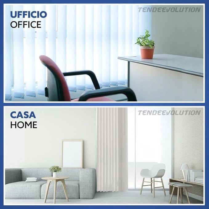 Tenda Verticale Shantung 127mm - Colore Blu Chiaro 61, Attacco Soffitto - Larghezza 4m x Altezza 3m - Apertura Sinistra - Per Casa E Ufficio