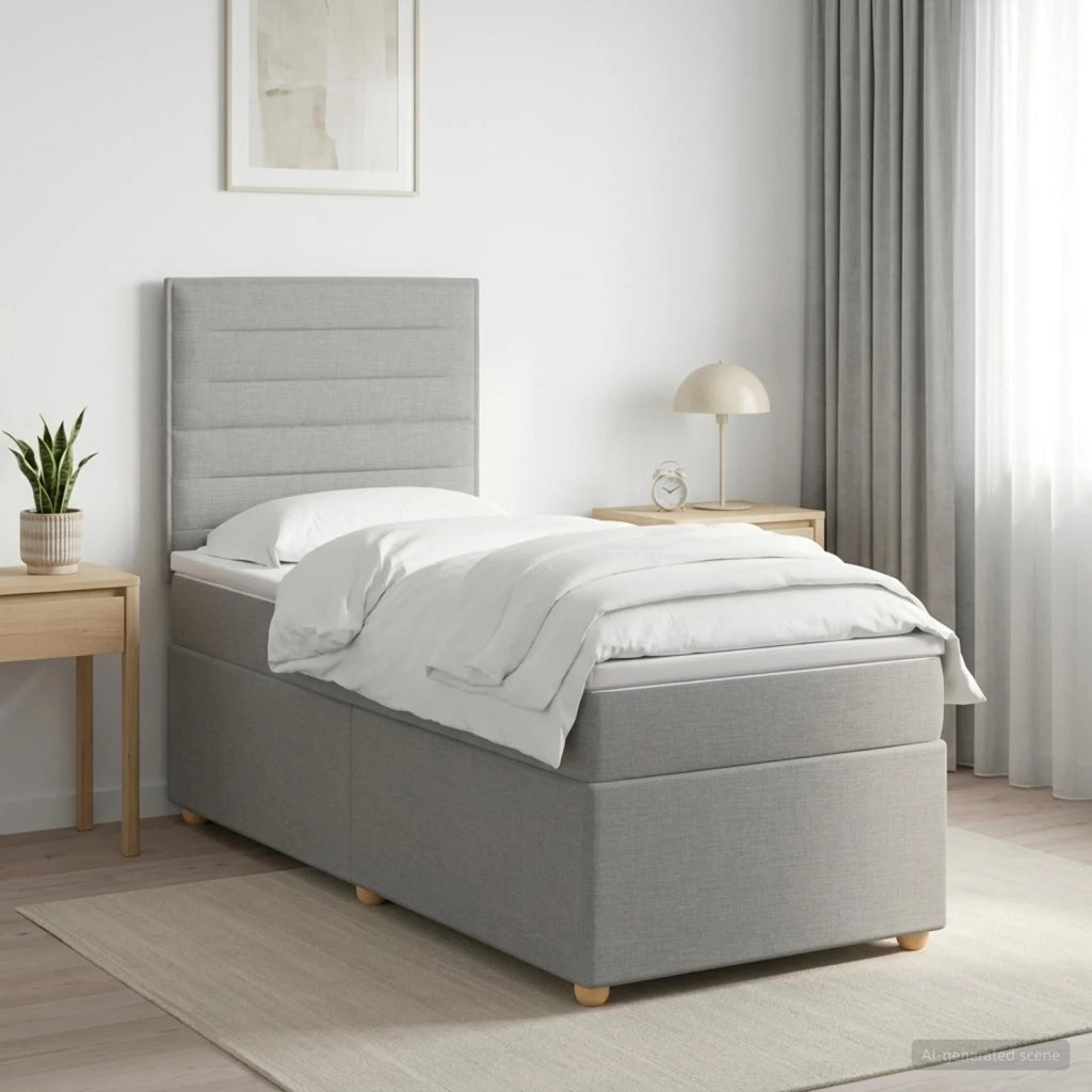 Letto box spring con materasso Grigio Chiaro 100 x 200 cm 3453809