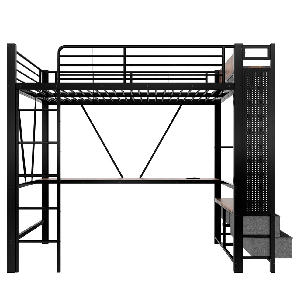 Letto a soppalco - Xylo - 90x200 cm scrivania USB nero