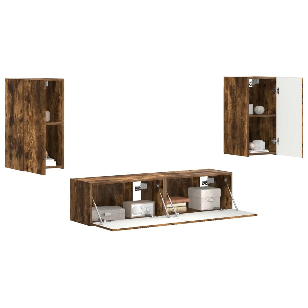 Set mobile TV 4 pcs Rovere fumé Legno multistrato 3409155
