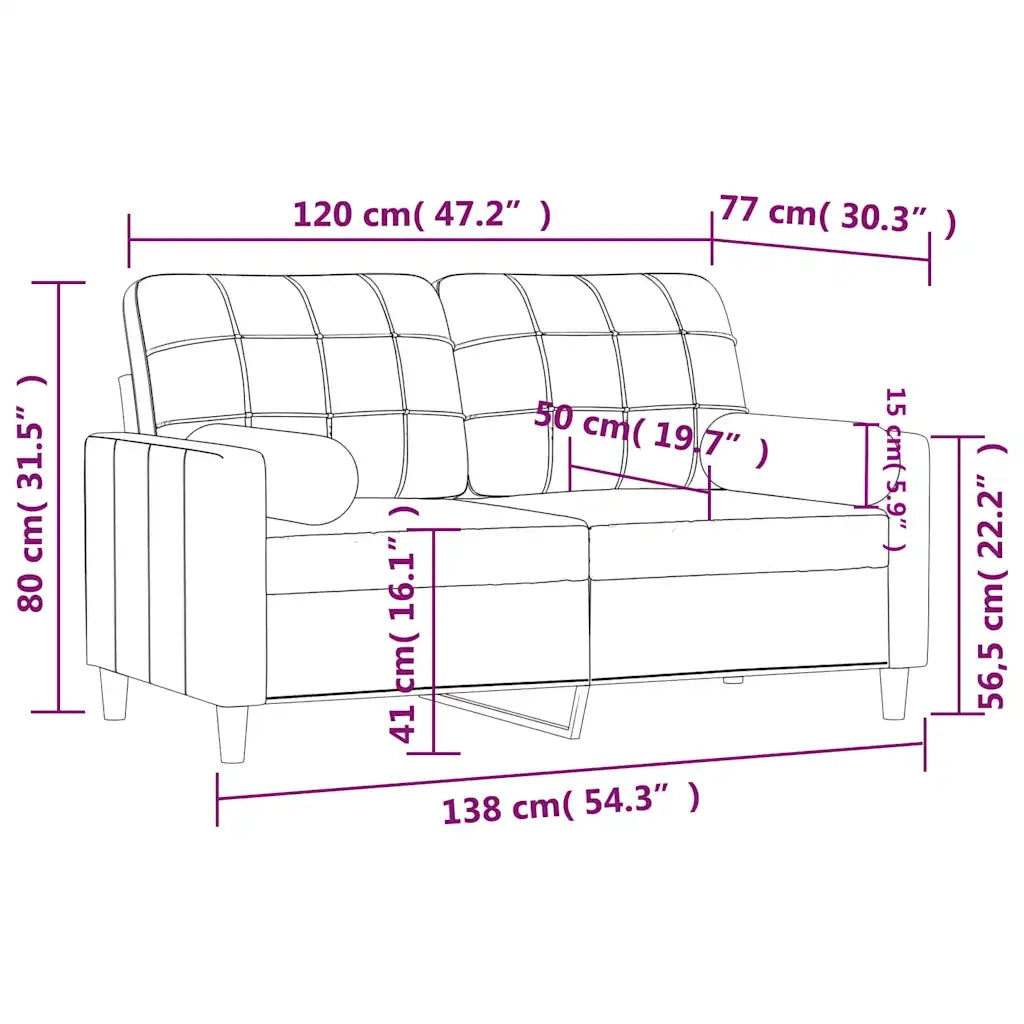 Divano a 2 Posti con Cuscini-Sofa 2 Posti con Cuscini Tortora 120 cm in Tessuto 998132