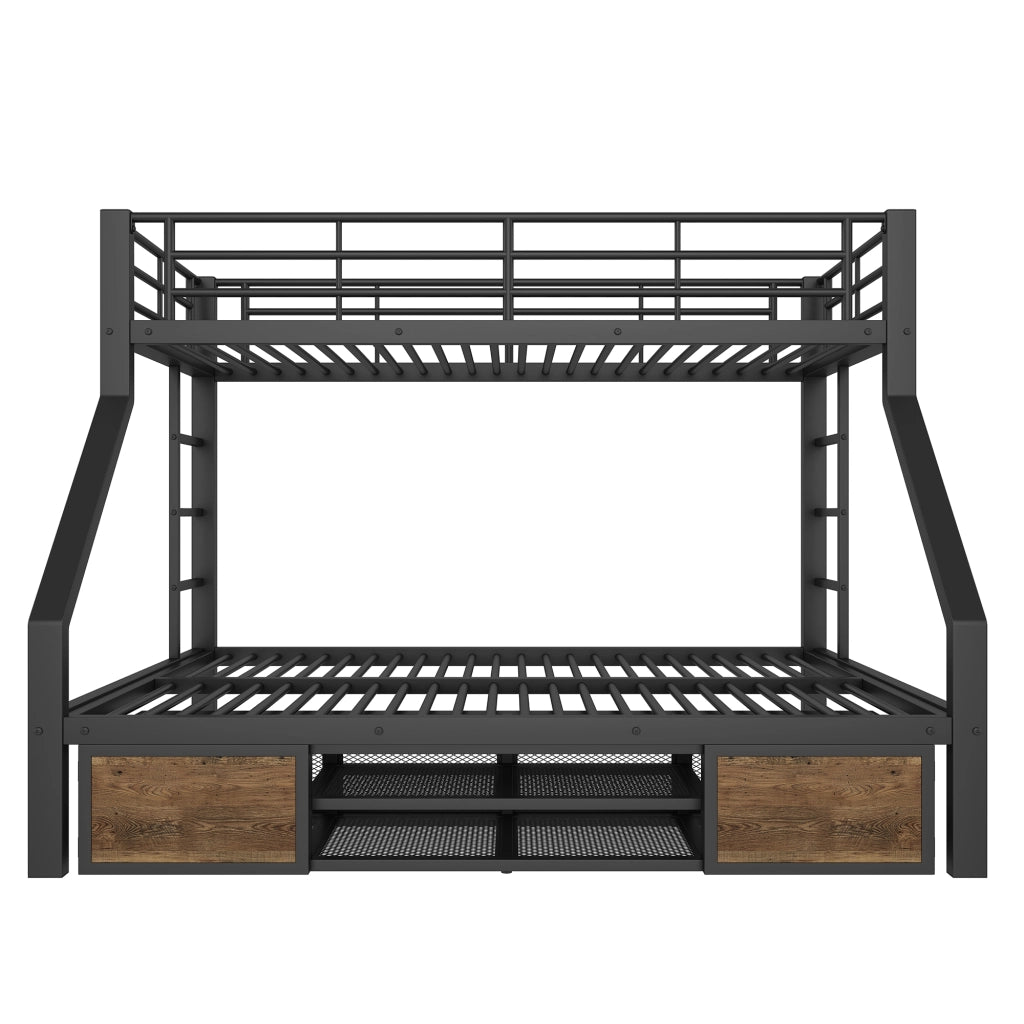 Letto a castello con scarpiera metallo nero 90x200 cm