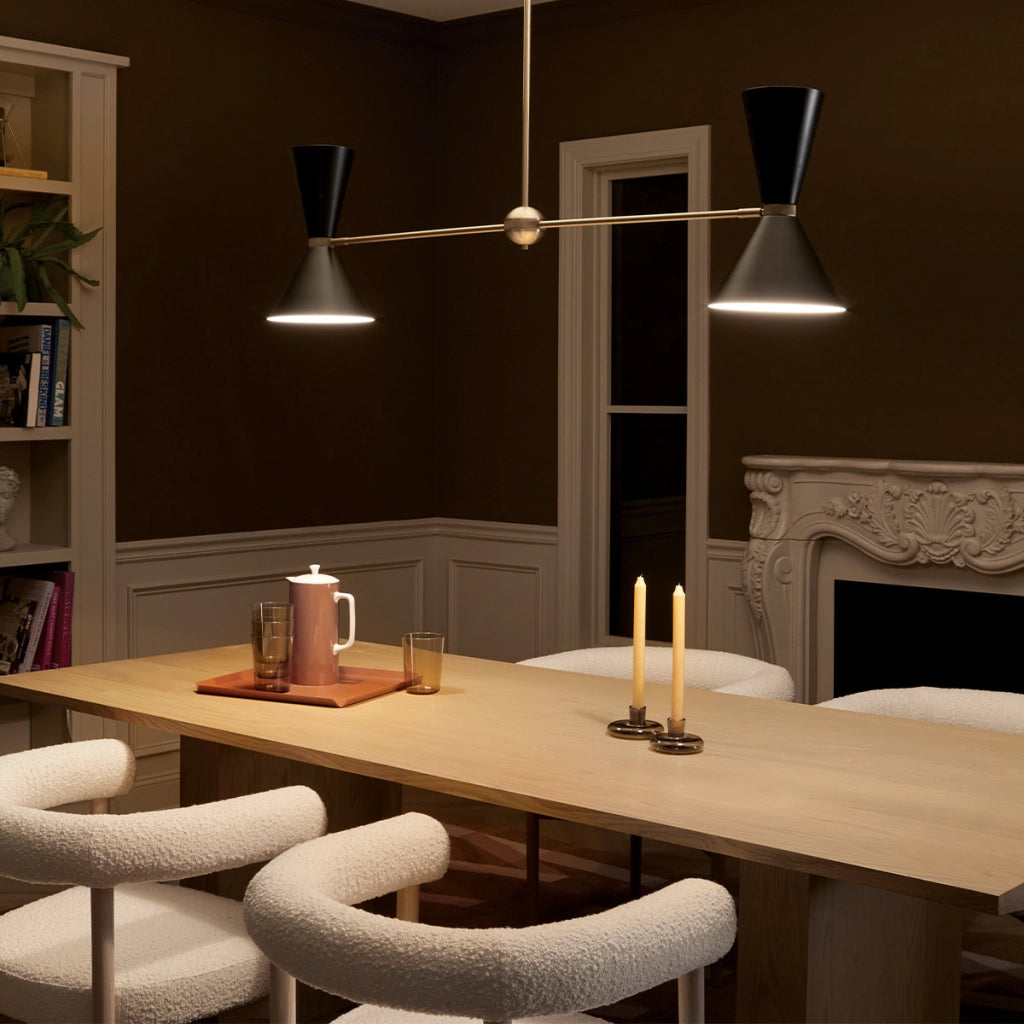 Lampada sospensione lineare Phix 130cm ottone/nero 4xE27