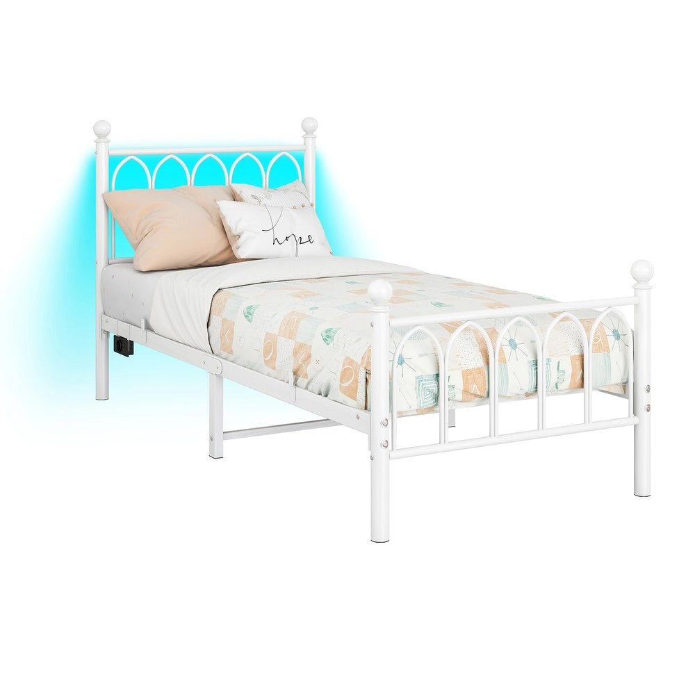 Giroletto in Metallo con LED e USB ¨C MINIMAL ¨C Bianco 90x200