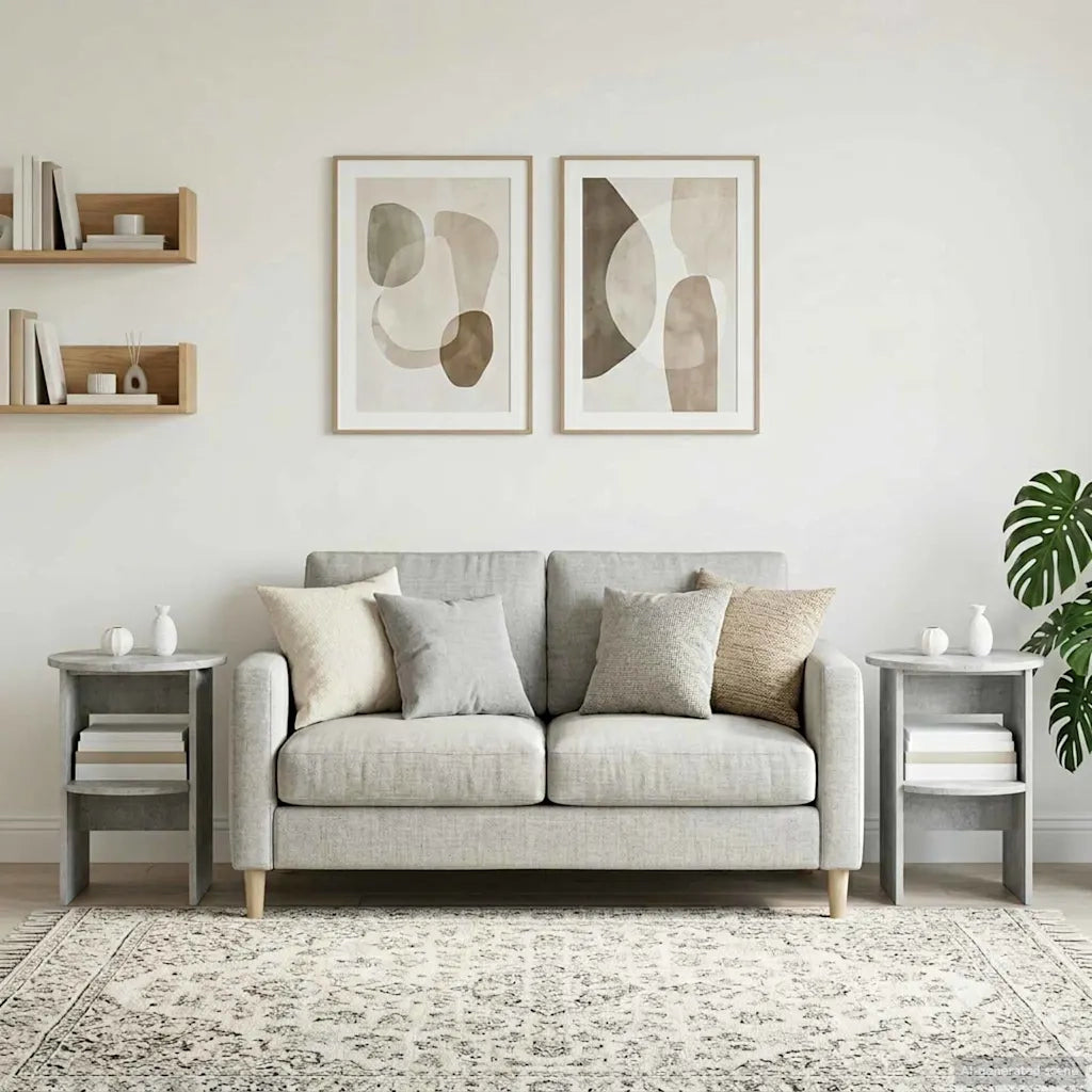 Mobile laterale 2 pcs Grigio Cemento Ø40 x 50 cm 899823
