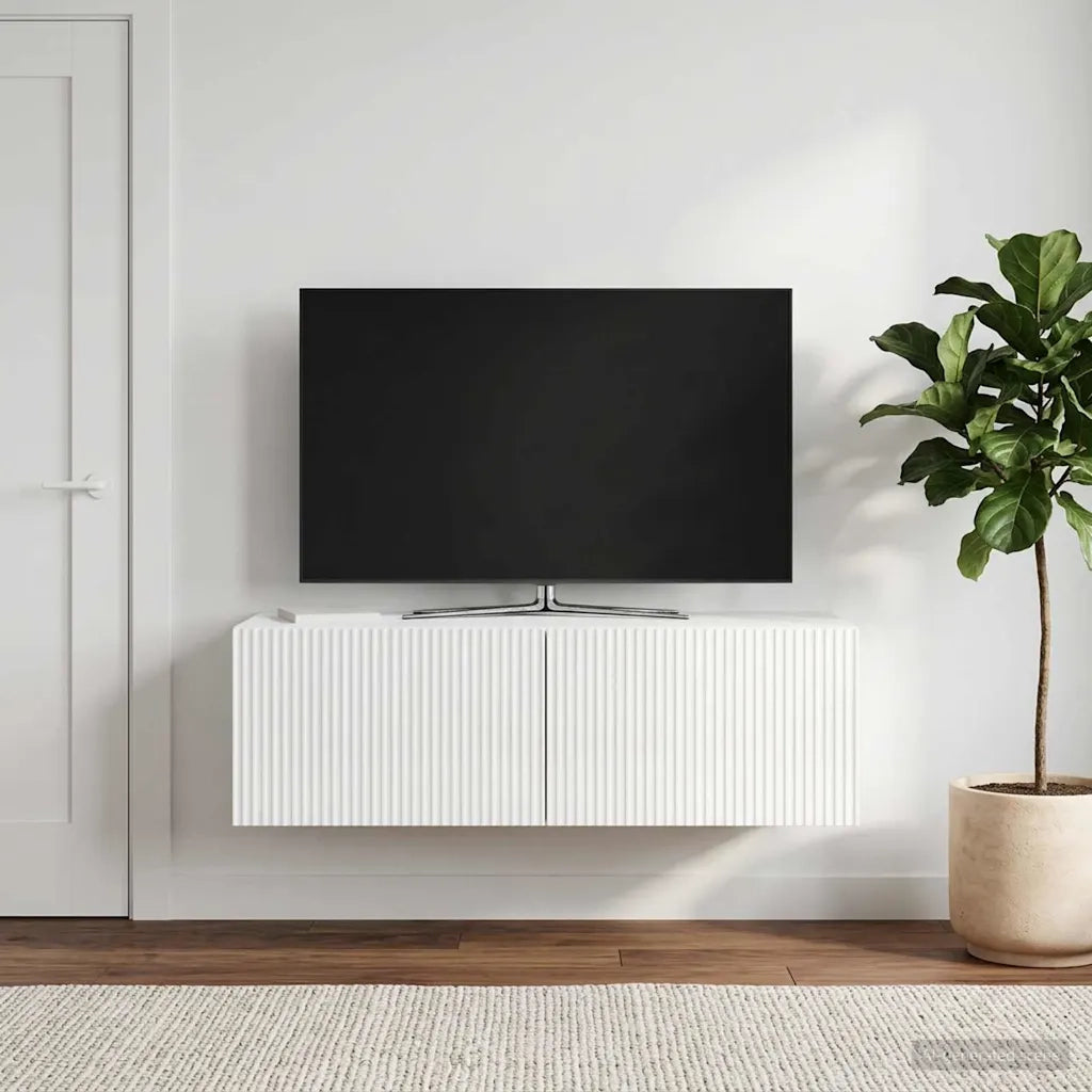 Mobile Porta TV da Muro Bianco Lucido 98 x 41 x 30 cm 898529