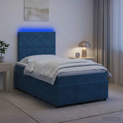 Letto Box Spring LED con Materasso Blu 120 x 190 cm Velluto 3456039