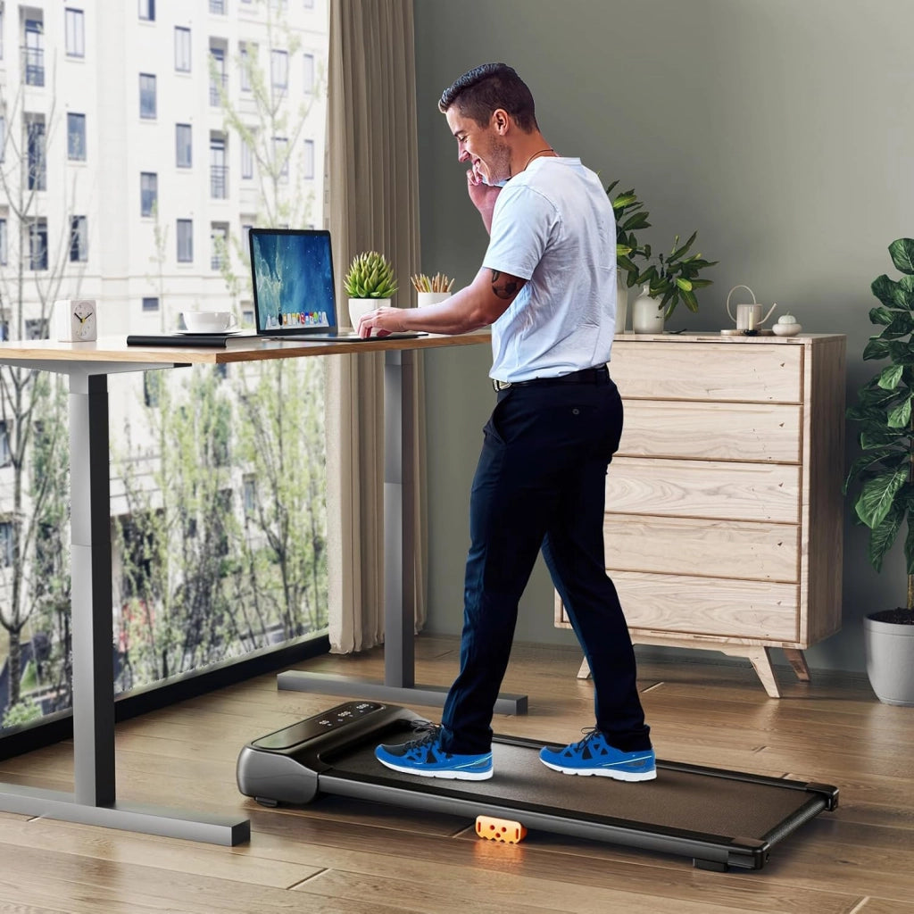 Tapis Roulant Senza Manubrio, Tapis Roulant Sotto Scrivania per Casa/Ufficio con 12 Programmi, Telecomando a Forma di Orologio e Schermo Touch LED, Senza Installazione, Capacità 120 kg