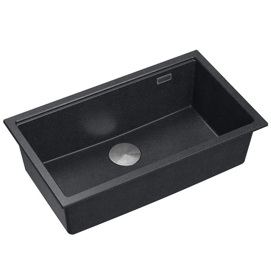 Lavello In Granito Logan 110 Black Metallic Tappo rame spazzolato
