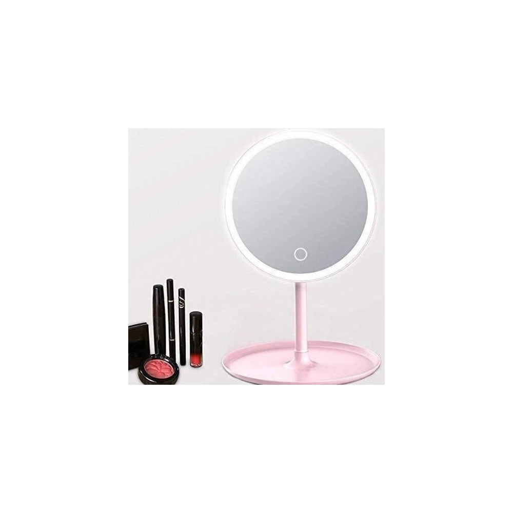 Trade Shop - Specchio Per Il Trucco Illuminato A Led Makeup Cosmetico Girevole Luce Ad Anello -