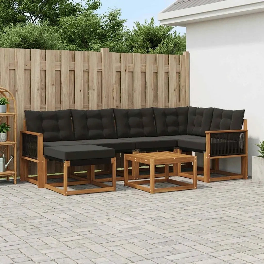 Set di divani da esterno con cuscino 7 pcs Naturale e Nero 3382080