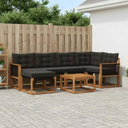 Set di divani da esterno con cuscino 7 pcs Naturale e Nero 3382080