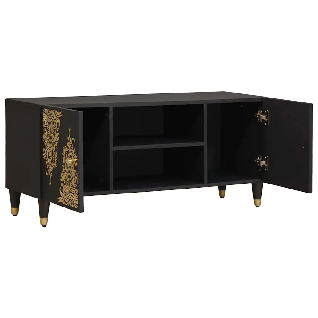 Mobile TV Nero 105 x 33 x 46 cm Legno di mango massello 4018808