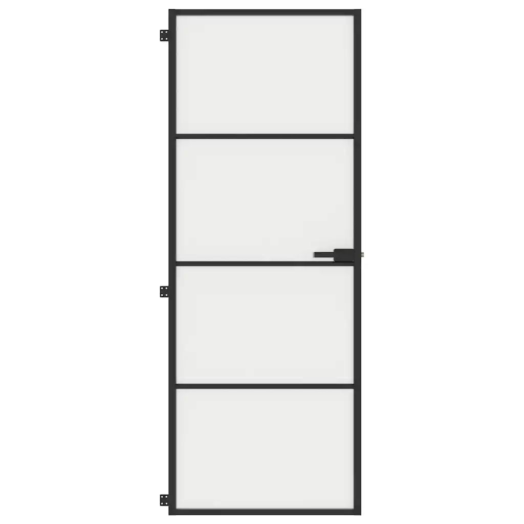 Porta per Interni Nera 76x201,5cm Vetro Temperato e Alluminio 155117