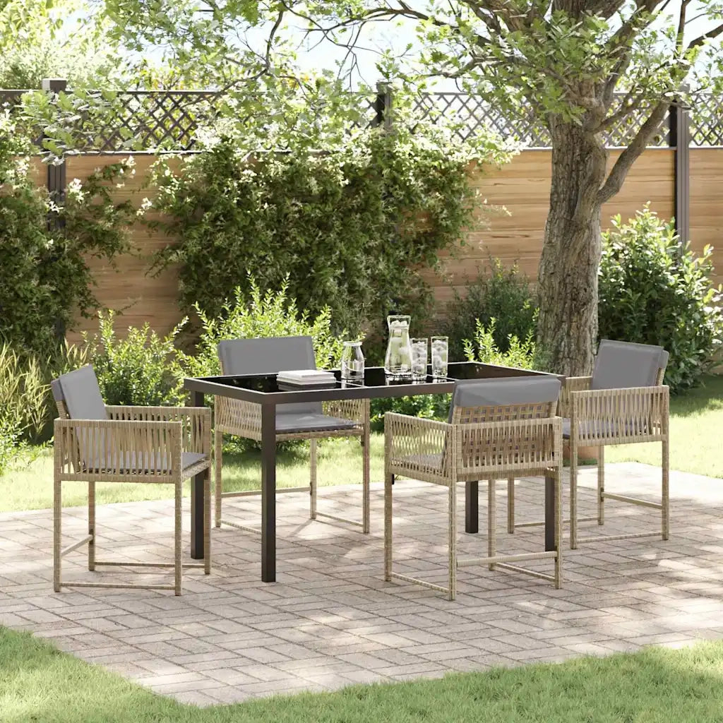Set da Pranzo per Giardino 5 pcs Beige polyrattan 3380766