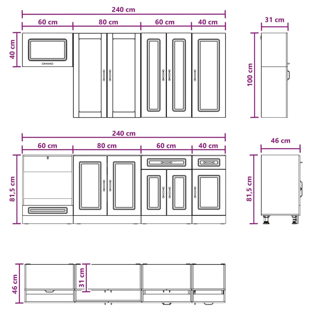 Unità Cucina KALMAR 8 pcs Sonoma grigio Legno ingegnerizzato 3438199