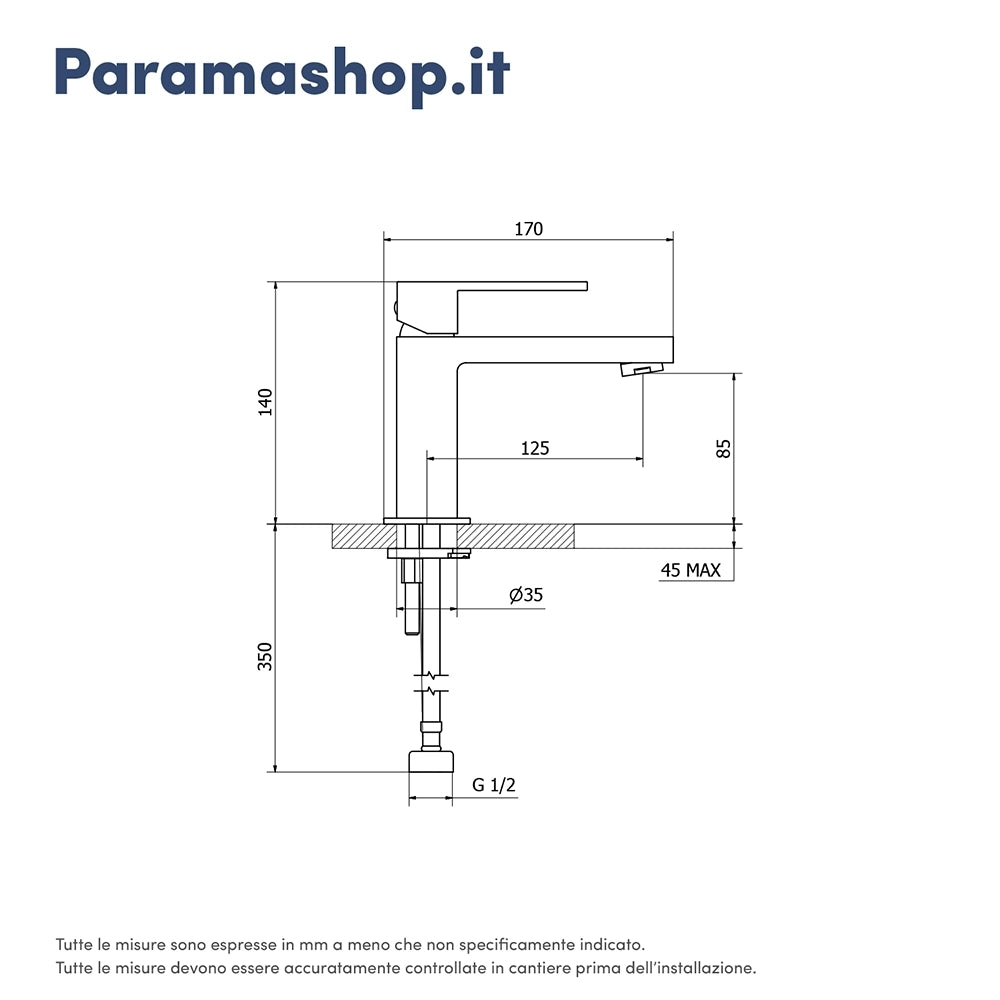 Miscelatore lavabo senza scarico nero opaco | Hedy