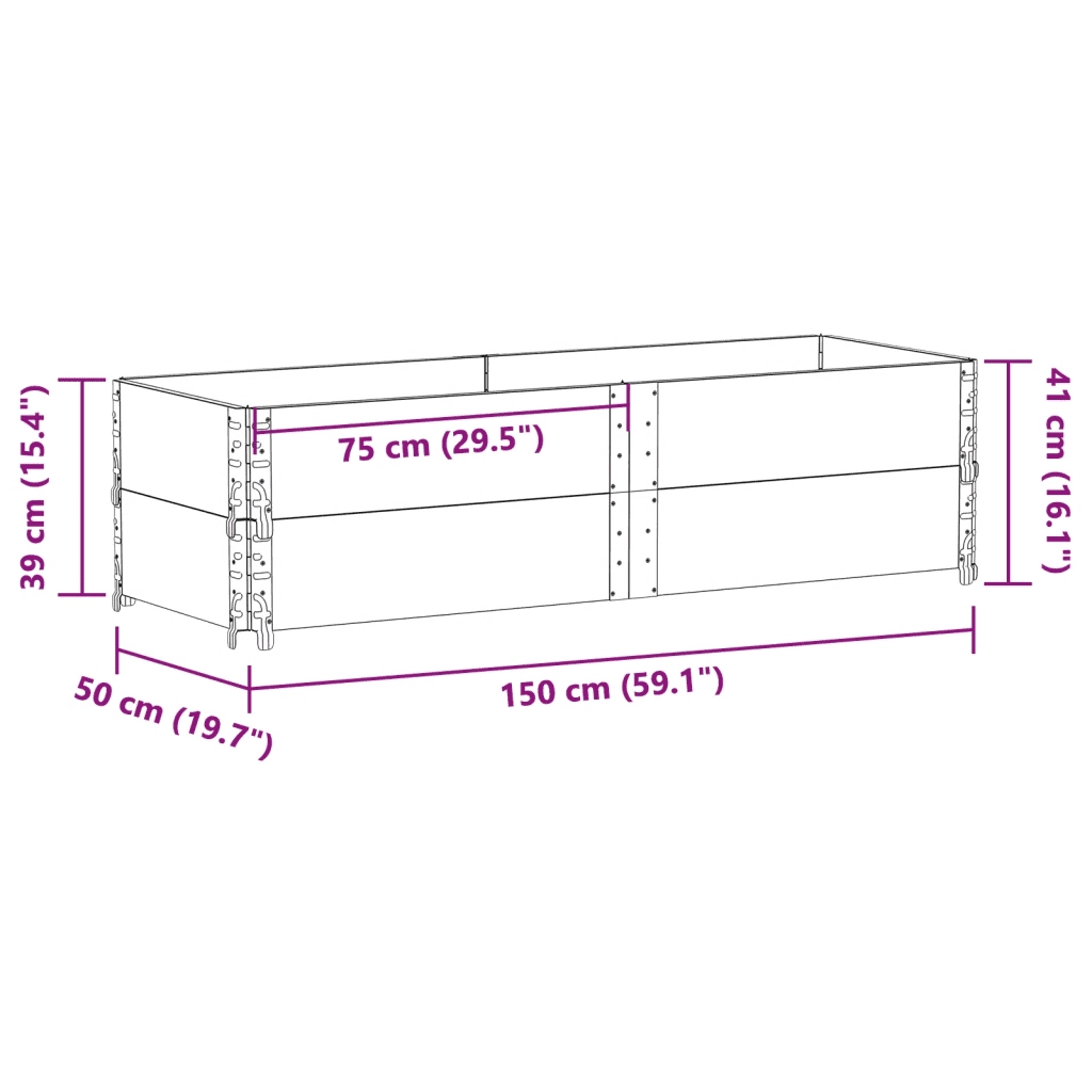 Fioriera da Giardino Nera 150x50 cm in Legno Massello di Pino 3295408