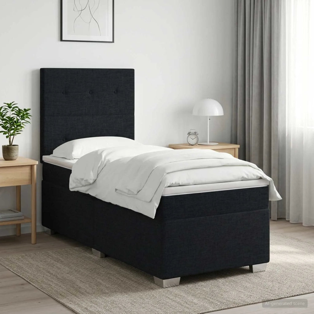 Letto box spring con materasso Nero 90 x 200 cm Tessuto 3453320