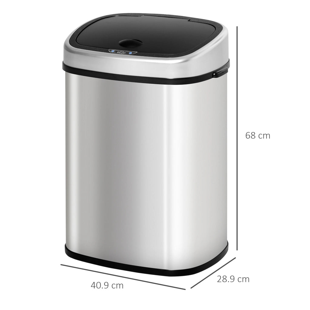 Bidone con Coperchio a Sensore Infrarossi ¨C Minimal ¨C Acciaio ABS 40.9x28.9x68cm