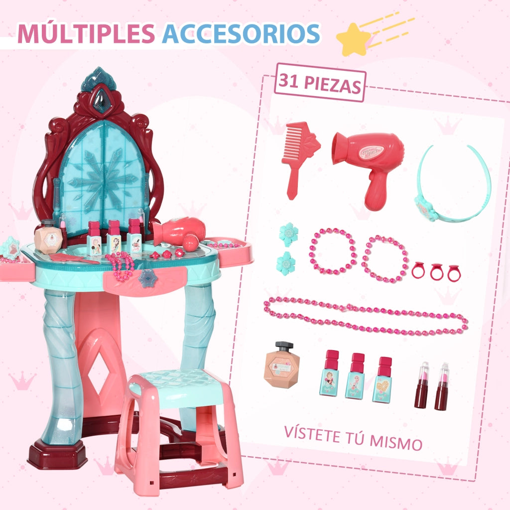 Tocador de Maquillaje Infantil con Specchio e Luce ¨C Minimal ¨C 57x34x76 cm Multicolor
