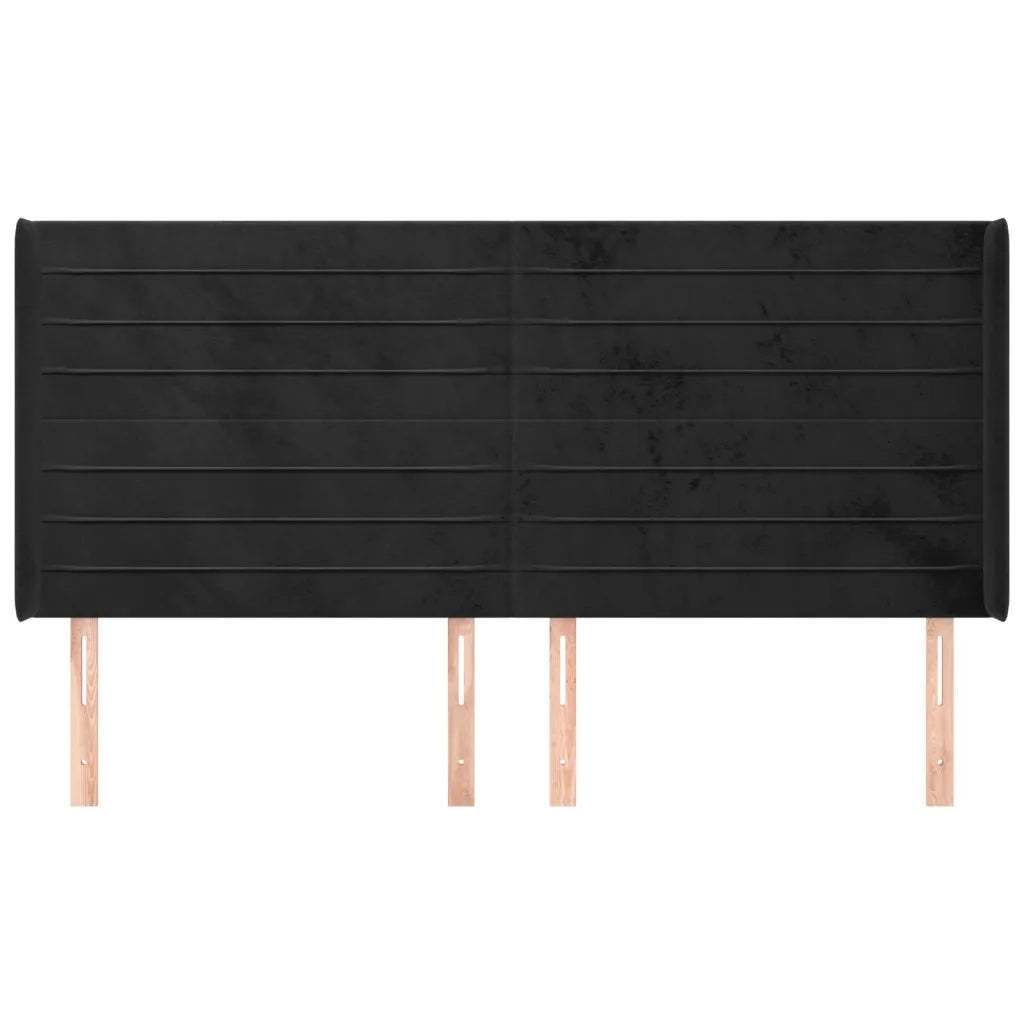 Testiera | Testata ad Orecchio Nera 203x16x118/128 cm in Velluto