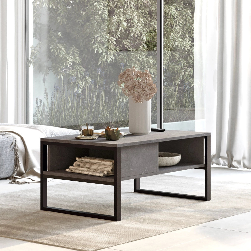 Tavolino da caffè in legno "ML34" - 100 x 59 x 44 cm - Argento