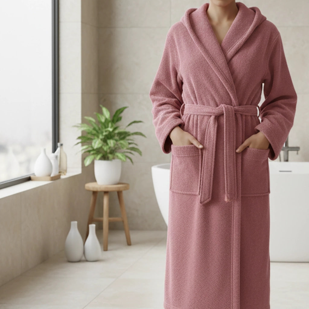 Satiza, Accappatoio 100% Cotone con Cappuccio, Rosa