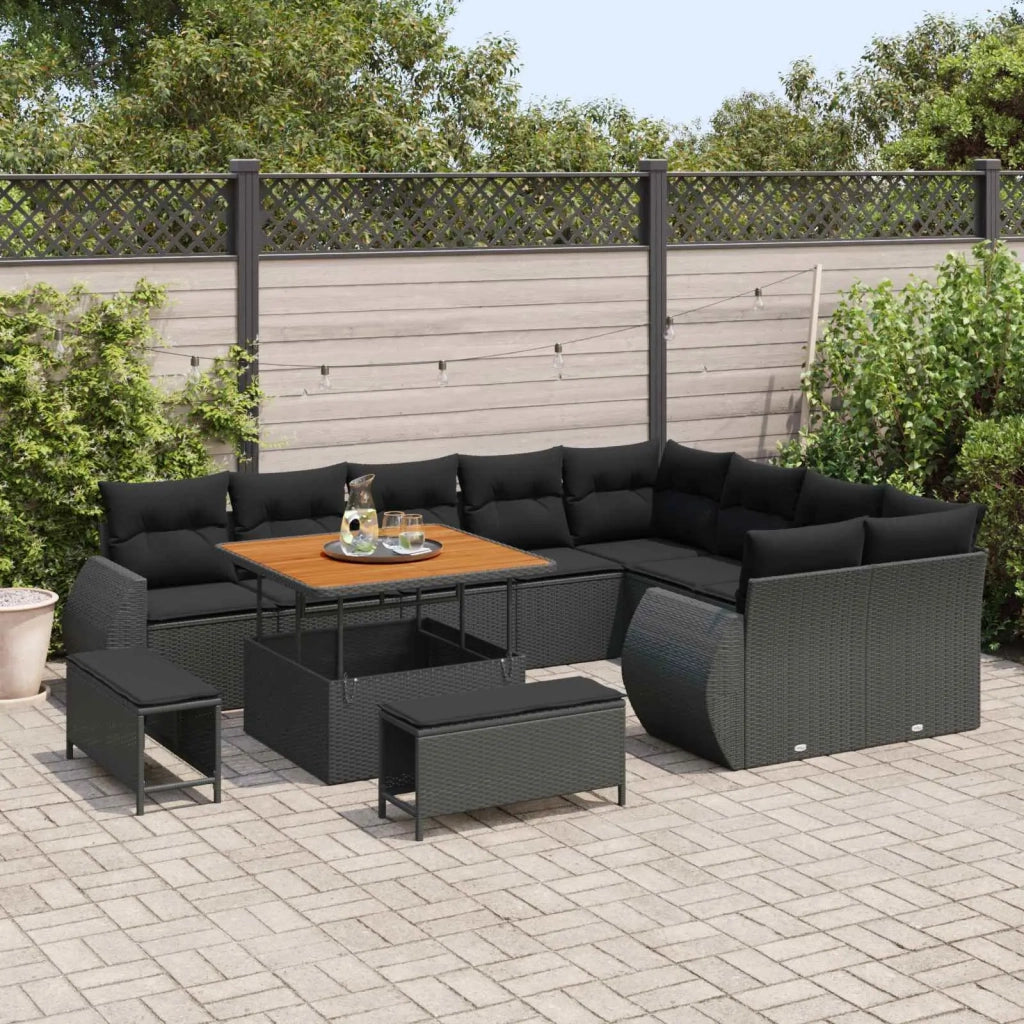 Set Divano da Giardino con cuscino 12 pcs Nero 3363854