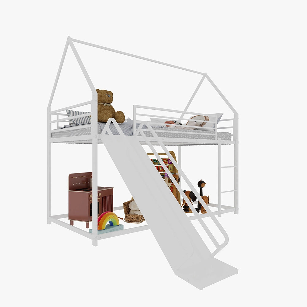 Letto a castello casa - Xylo - 90x200 cm con scivolo