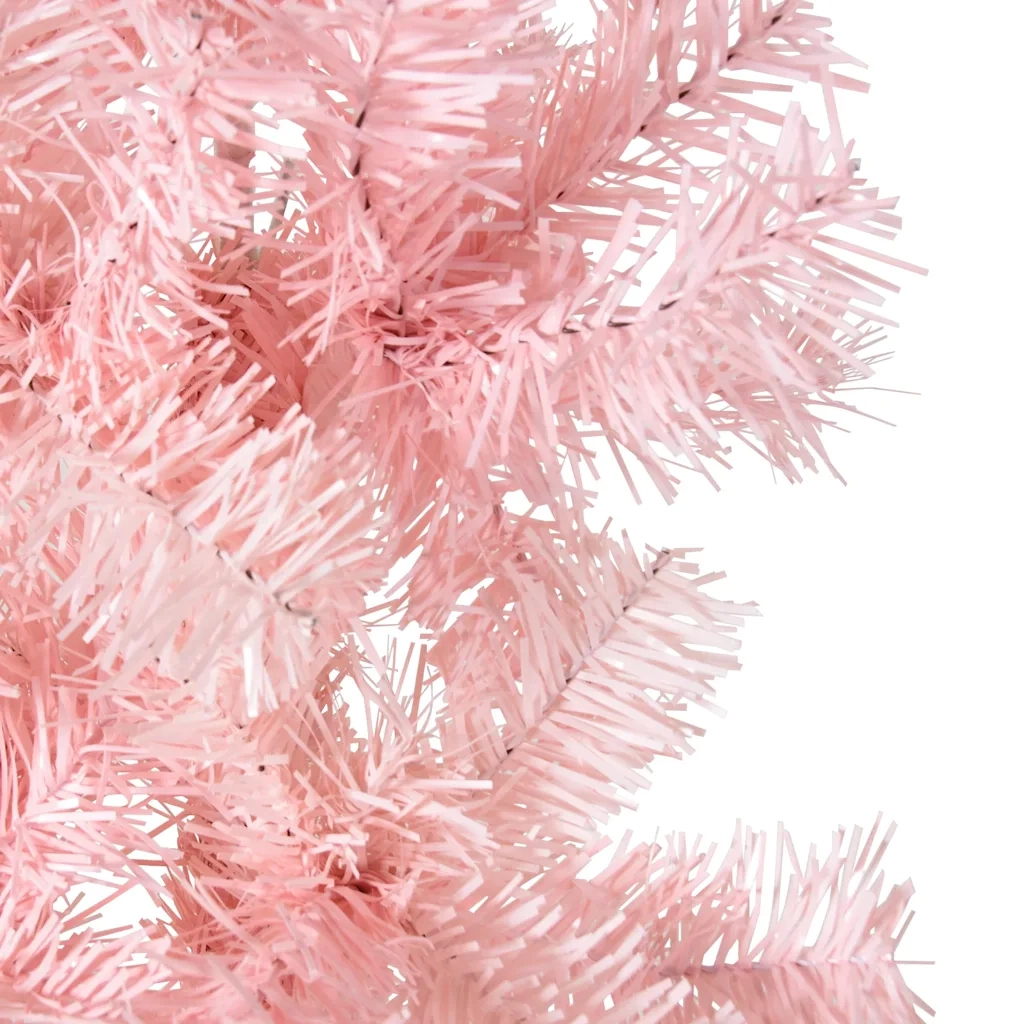 Albero Natale Artificiale Sottile a Metà e Supporto Rosa 210 cm 344572