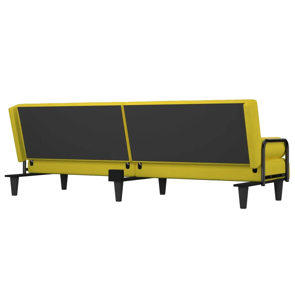 Divano Letto con Braccioli Giallo Chiaro in Tessuto 351935