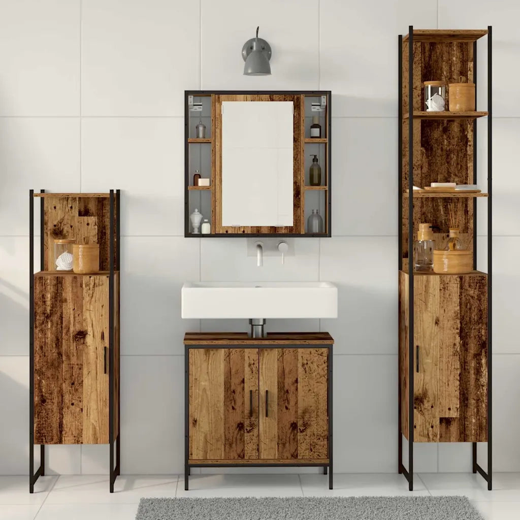 Set di mobili per il bagno 4 pcs Marrone 33 x 33 x 185.5 cm 3332590