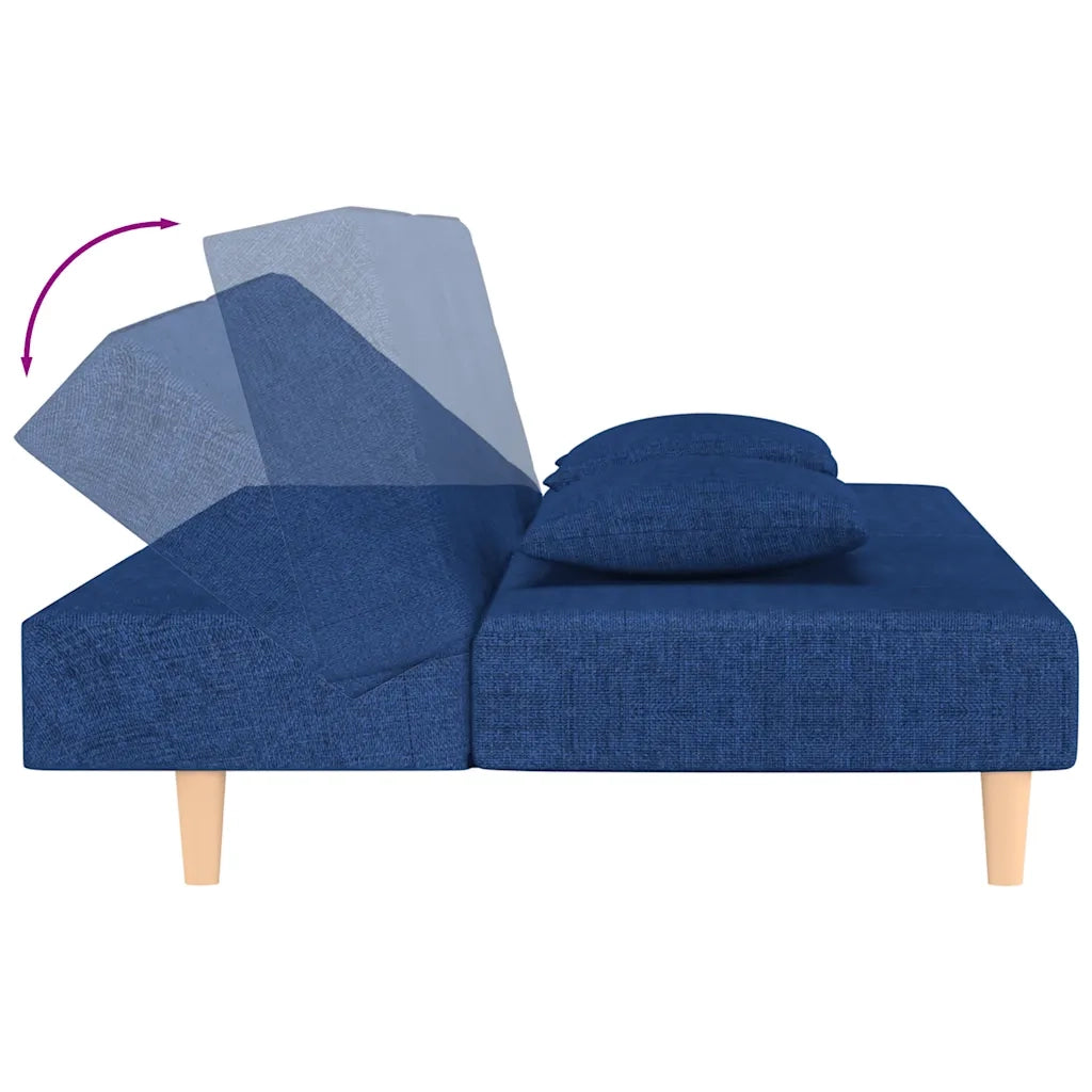 Divano Letto a 2 Posti con 2 Cuscini-Sofa Letto 2 Posti-Daybed Blu in Tessuto 397394