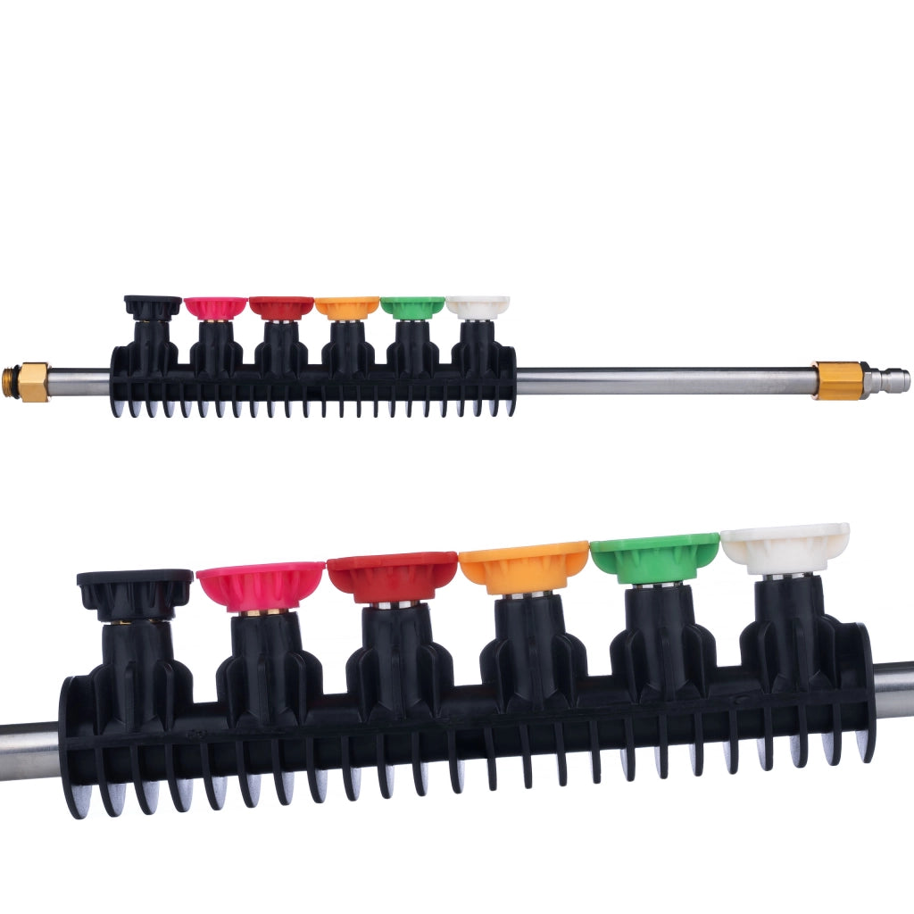 Set di Lance e Ugelli per Idropulitrice – 7 Lance (6 Dritte + 1 a 90°) + 6 Ugelli, Pressione Max 250 Bar