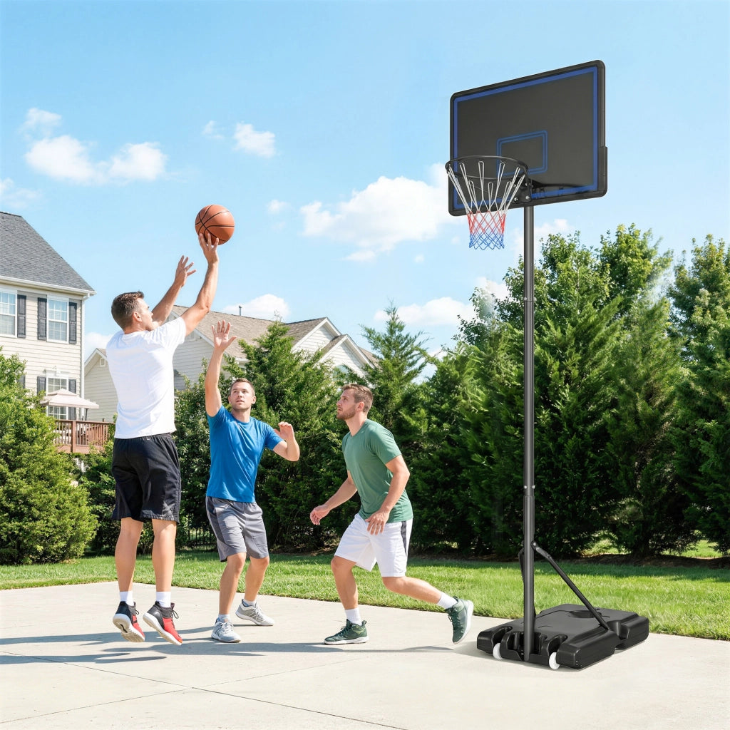 Canestro da Basket Regolabile ¨C Minimal ¨C Blu 135-305 cm con Ruote e Base di Zavorra
