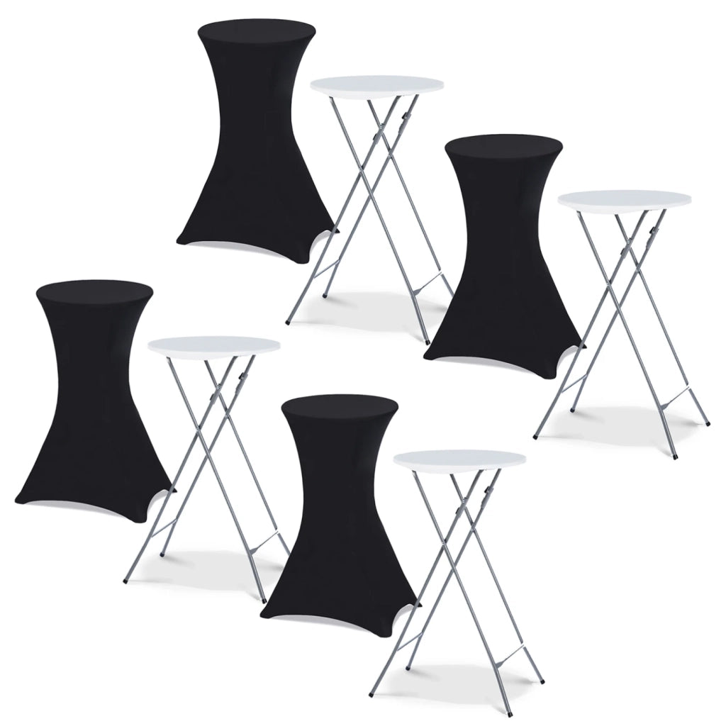 IDMarket - Set di 4 tavoli alti pieghevoli 105 CM e 4 coperture nere