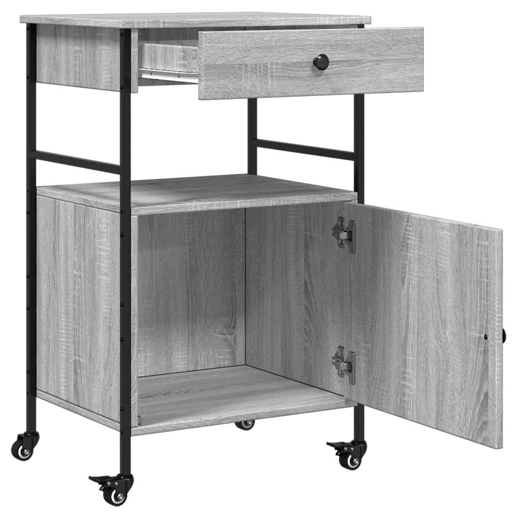 Carrello da Cucina Grigio Sonoma 56x43x89,5cm Legno Multistrato 842394