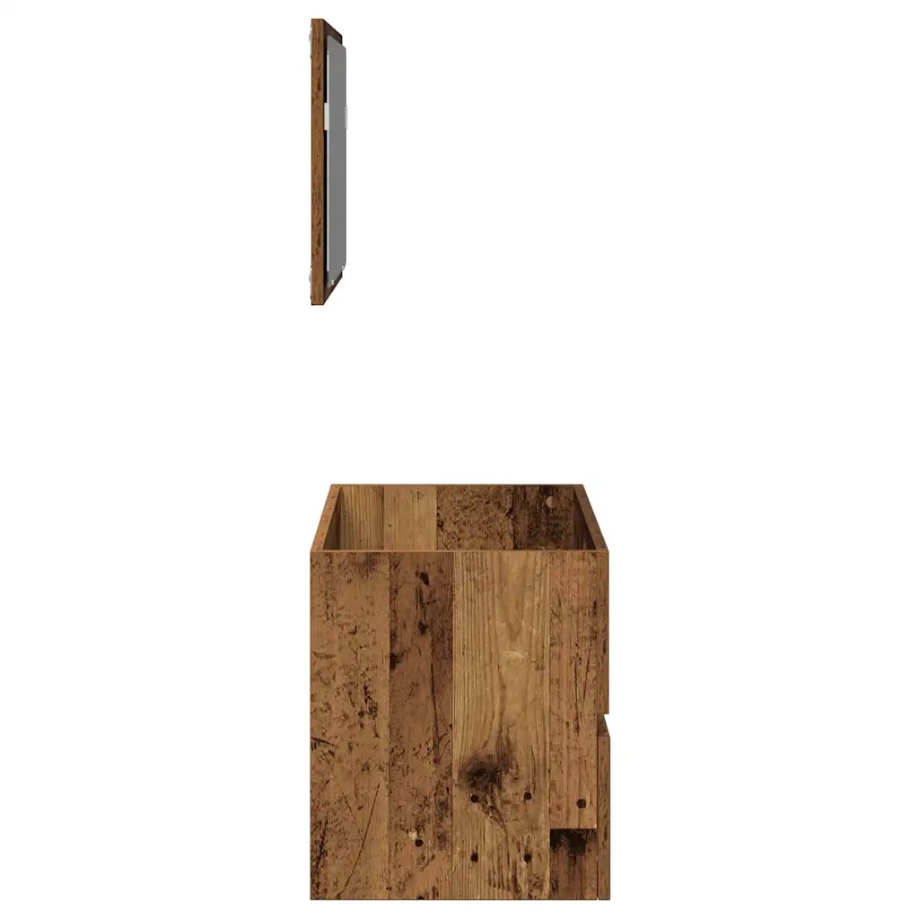 Mobile da Bagno con Specchio in Legno Antico Legno Multistrato 856377