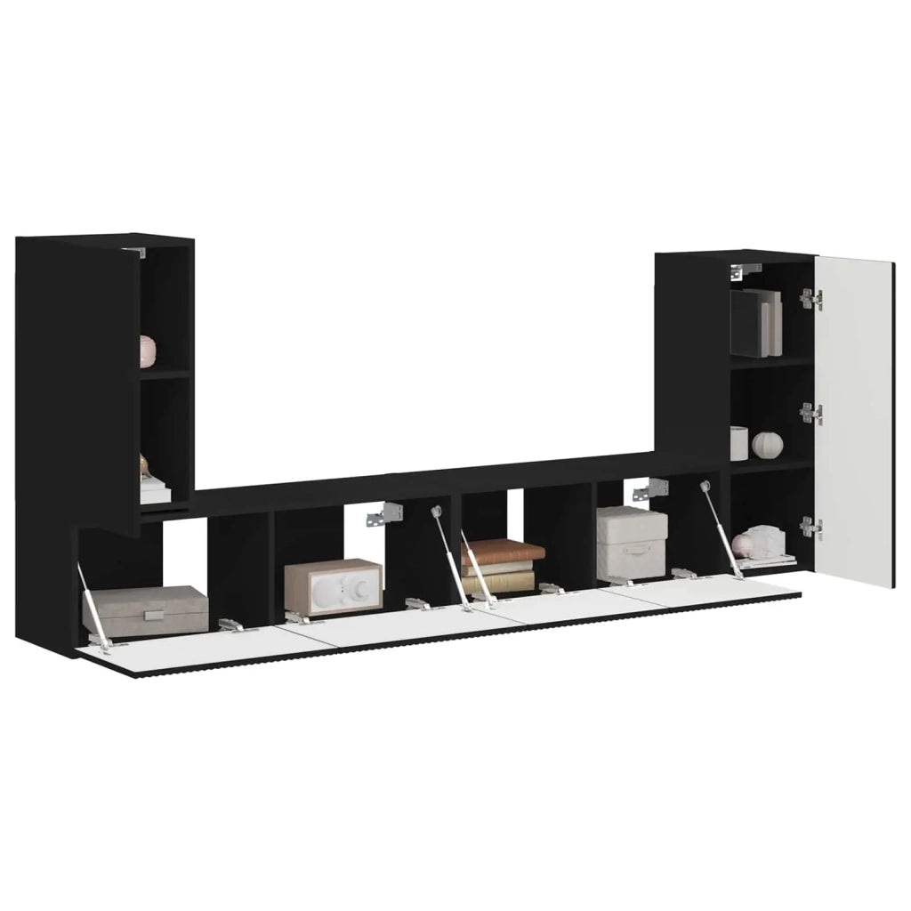 Set mobile TV 4 pcs Nero Legno multistrato 3409115