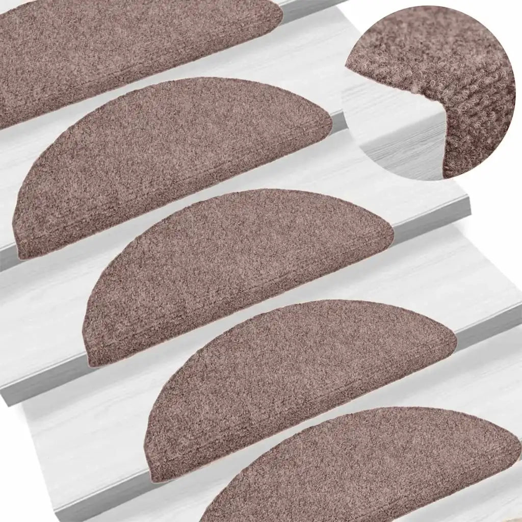 Tappetini per scale autoadesivi 30 pz 65x21x4 cm Marrone Chiaro semicircolari grandi 3365655