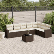 Set Divani da Giardino 8 pz con Cuscini Marrone in Polyrattan 3251400